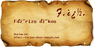 Fórizs Ákos névjegykártya