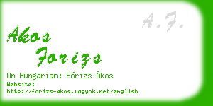 akos forizs business card